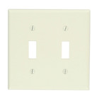 2-Gang Toggle Device Switch Wallplate, Standard Size, Thermoset, Device Mount, Light Almond