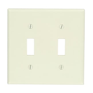 2-Gang Toggle Device Switch Wallplate, Standard Size, Thermoset, Device Mount, Light Almond