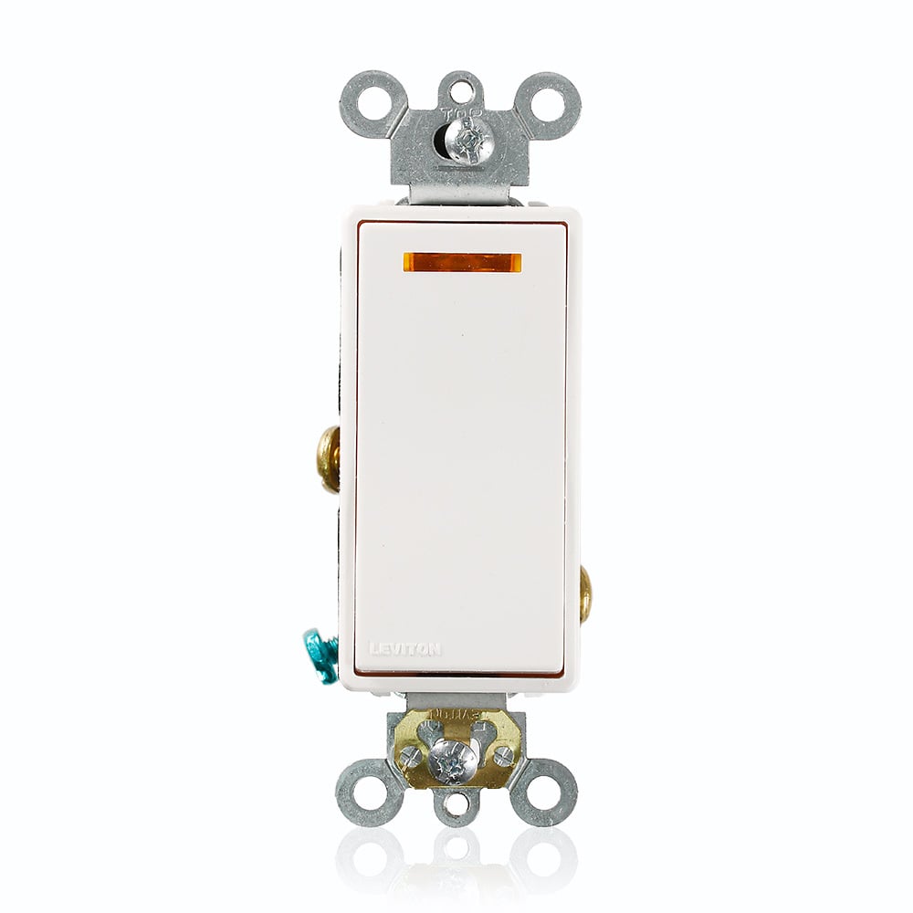 20-Amp 120-Volt Decora Plus Rocker Lighted Handle, Illuminated OFF Single-Pole AC Quiet Switch, White