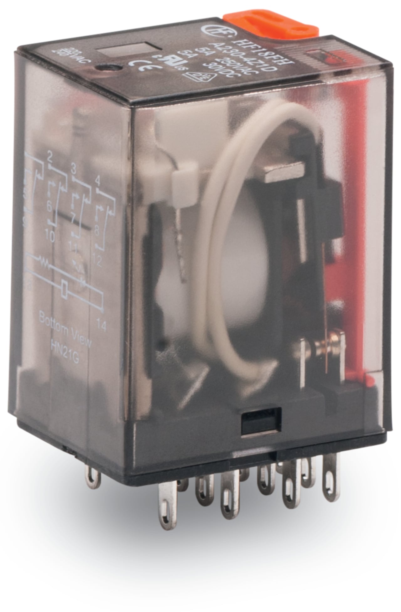 Basic relay; Nominal input voltage: 120 VAC; 4 changeover contacts; Limiting continuous current: 5 A; with manual operation