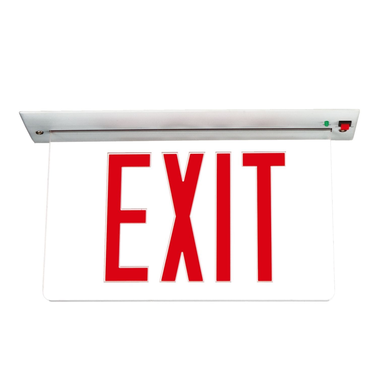 Edge-Lit Exit AC only, Recessed Mount, Universal Face, 120-277V