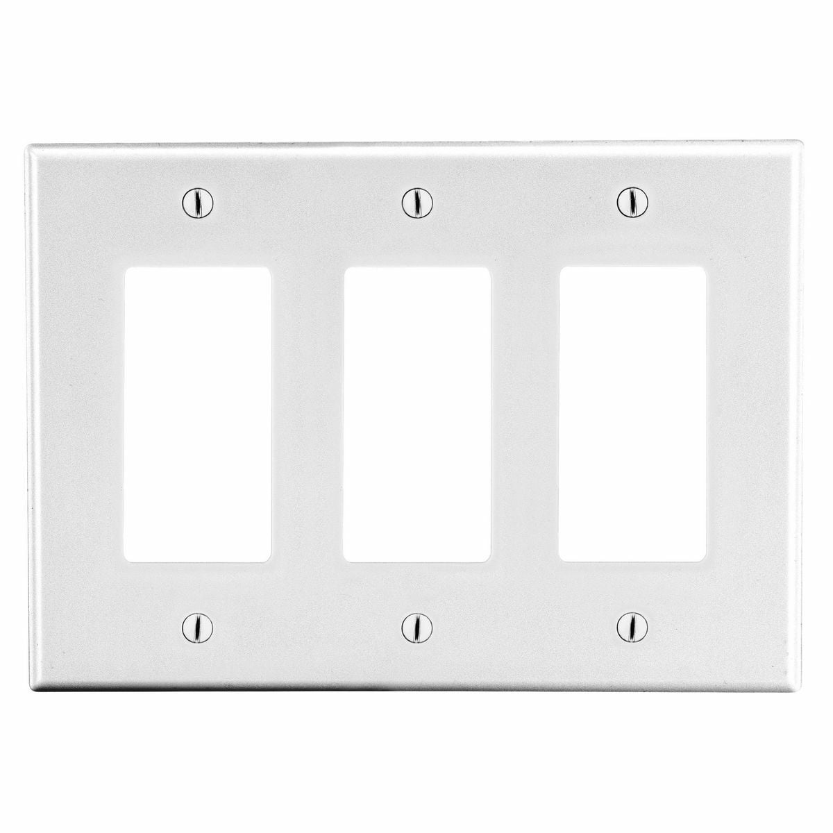 Hubbell Wiring Device Kellems, Wallplates and Box Covers, Wallplate,Non-Metallic, Mid-Sized, 3-Gang, 3) Decorator, White