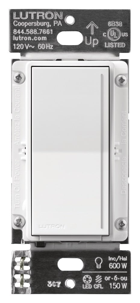Lutron Sunnata Touch Dimmer with LED+ Advanced Technology, for LED, Incandescent and Halogen, Single Pole Only, White