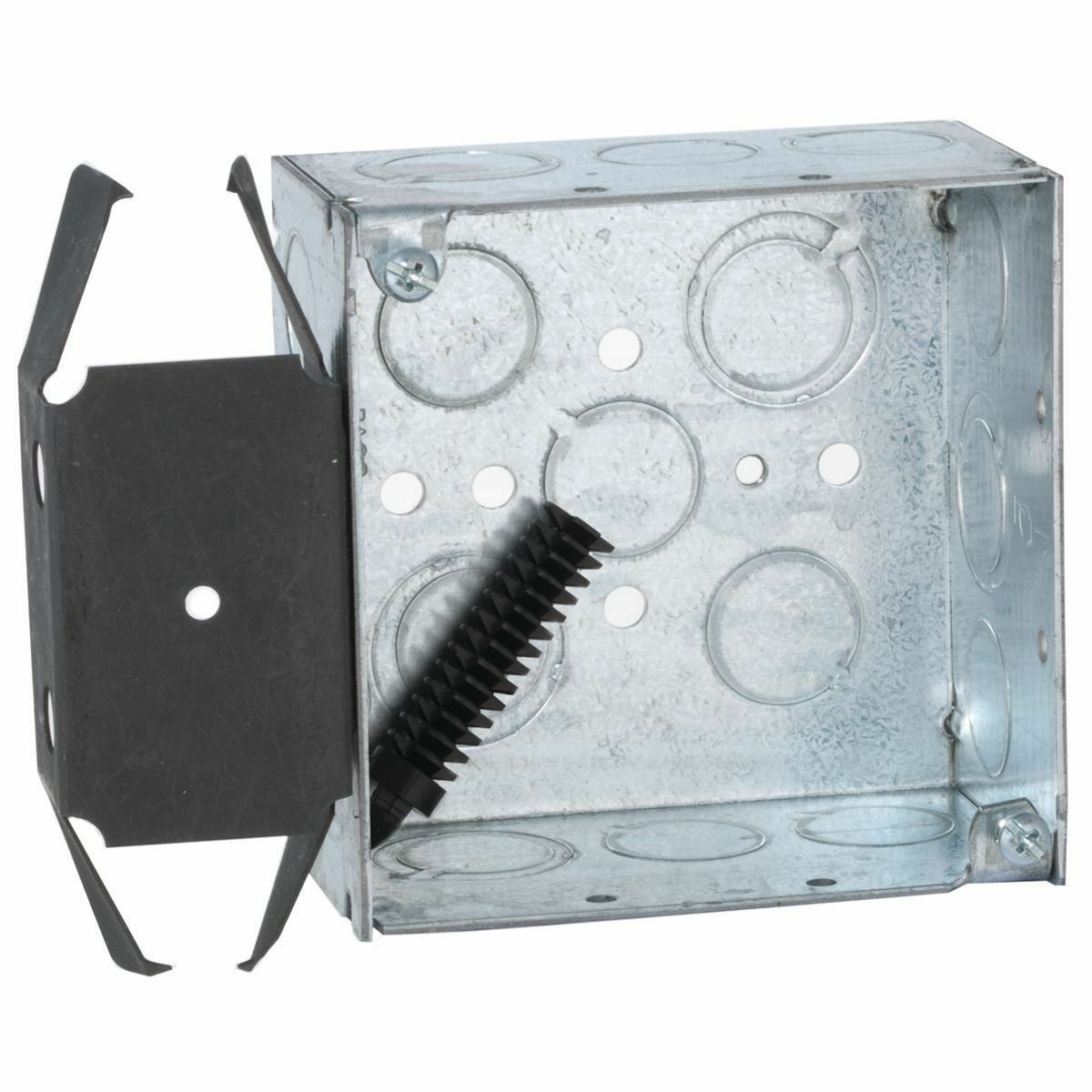 4 In. Square Bracketed Boxes, 2-1/8 In. Deep - Welded with Conduit KO's
