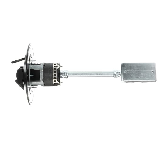 Poke-Through Base Unit, 3 Inch Drill Size, 16-1/4 Inch Length, 1/2 Inch and 3/4 Inch Knockouts, Galvanized Steel, with 1 20A Duplex Receptacle and 2 Data Jacks and Black Powder Coat Cover with 7-1/2 Inch Diameter