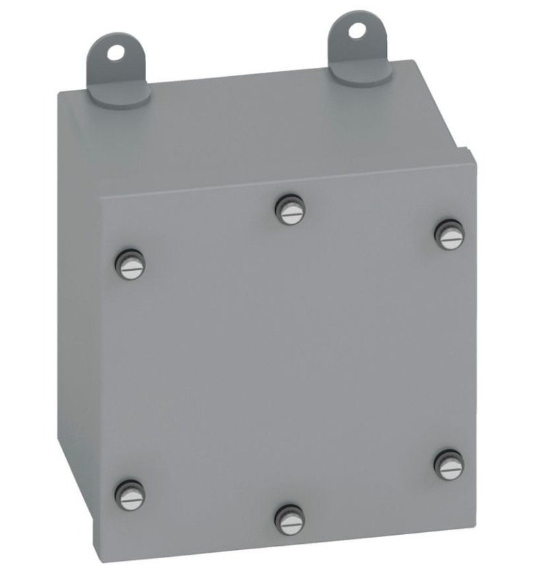 Type 3/3R junction boxes, 6" height, 4" length, 4" width, NEMA 3 and 12, Screw cover, WPSC enclosure, Surface mounted, Small single door, External mounting feet, Carbon steel, Oil-resistant gasket, gasketed screws