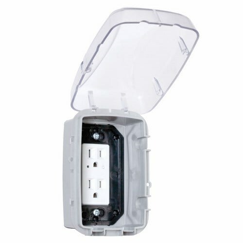 The Single Gang Vertical or Horizontal.  2-3/4" Deep w/ (WP17) Inserts Flexi-Guard This Plastic In-Use Covers are easy to install and shipped with gasket, mounting screws, base cover assembly, and patented inserts for serve  applications, such as schools and commercial buildings.