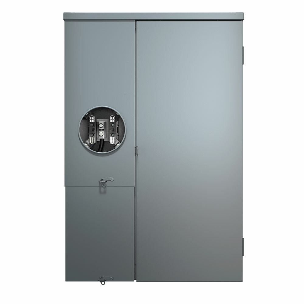 LOAD CENTER METER COMBO RINGLESS EUSERC. NEMA 3R OUTDOOR W/ MAIN BREAKER. 200A 30 SPACES. 22KA INTERRUPT RATING. BOX, INTERIOR AND DOOR