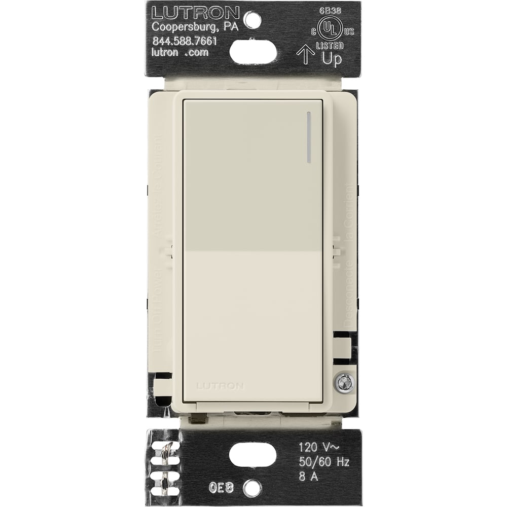 RadioRA 3 Sunnata RF Switch, 120 V, 50/60 Hz, 8 A light, 1/4 HP 5.8 A Motor, pumice