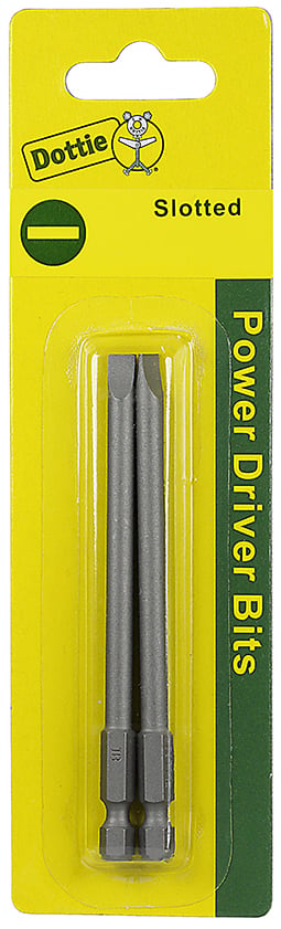 Power Bit, #2 tip size, Slotted tip type, 6 in. overall length, 2 pieces, #8-10 screw size