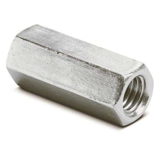 Coupling, Standard Rod, Size 3/8 Inch, Length 1-1/8 Inches, Electro-Galvanized Steel
