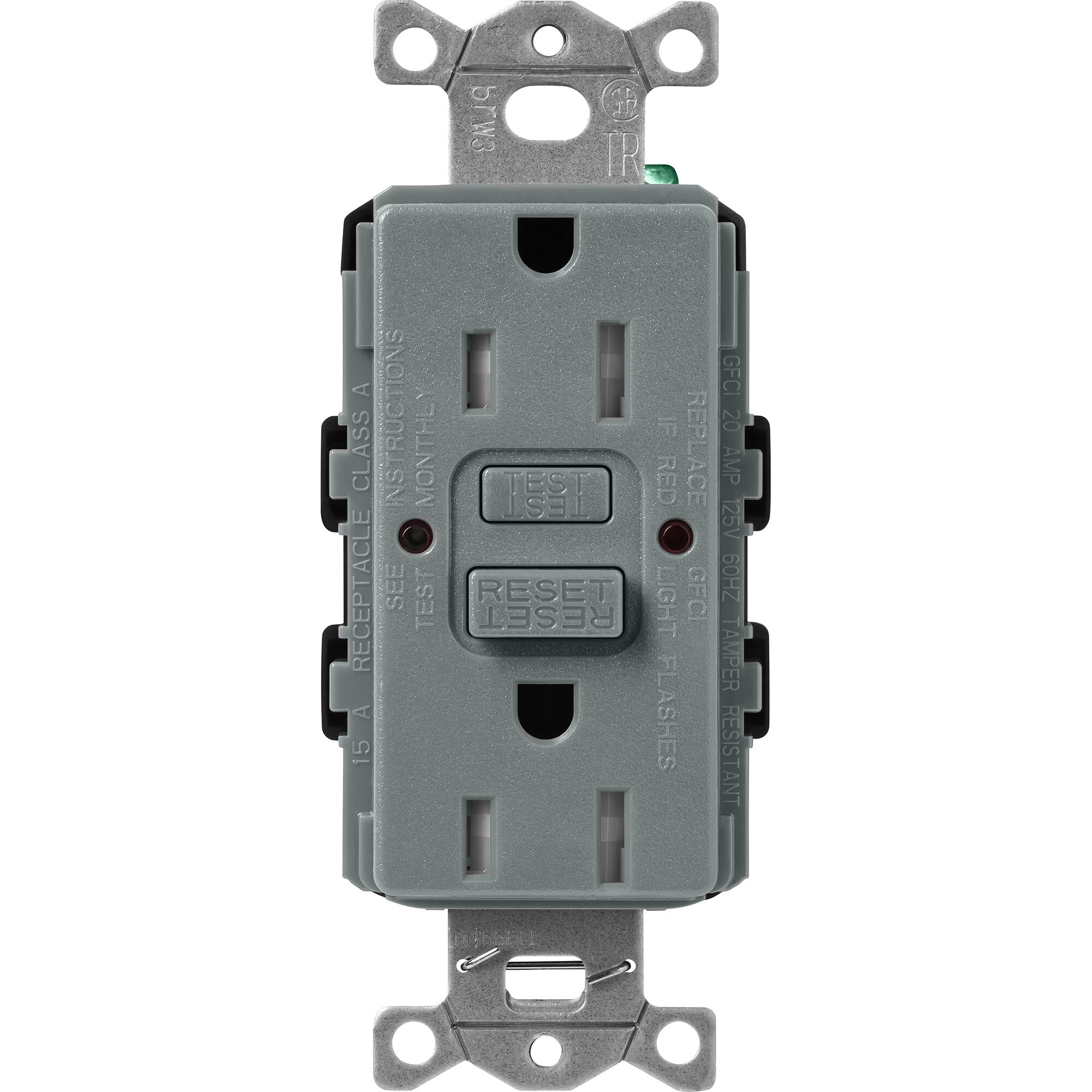 Lutron Claro Tamper-Resistant GFCI Duplex Receptacle, 15-Amp, Slate