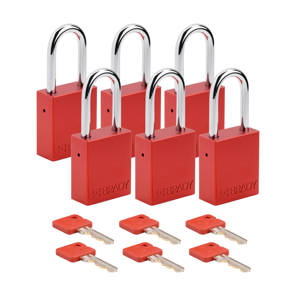 Alum Padlock 1.5" Steel Shkl KA RD 6PK