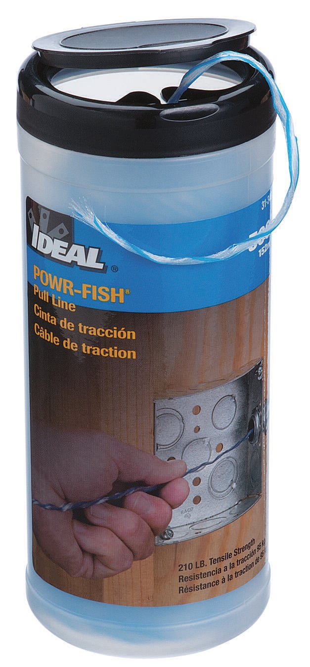 IDEAL, Pull-Line, Powr-Fish, Heavy Duty, Length: 500 FT, Tensile Strength: 210 LB, Material: Fiber Polyline, Color: White With Blue Tracer