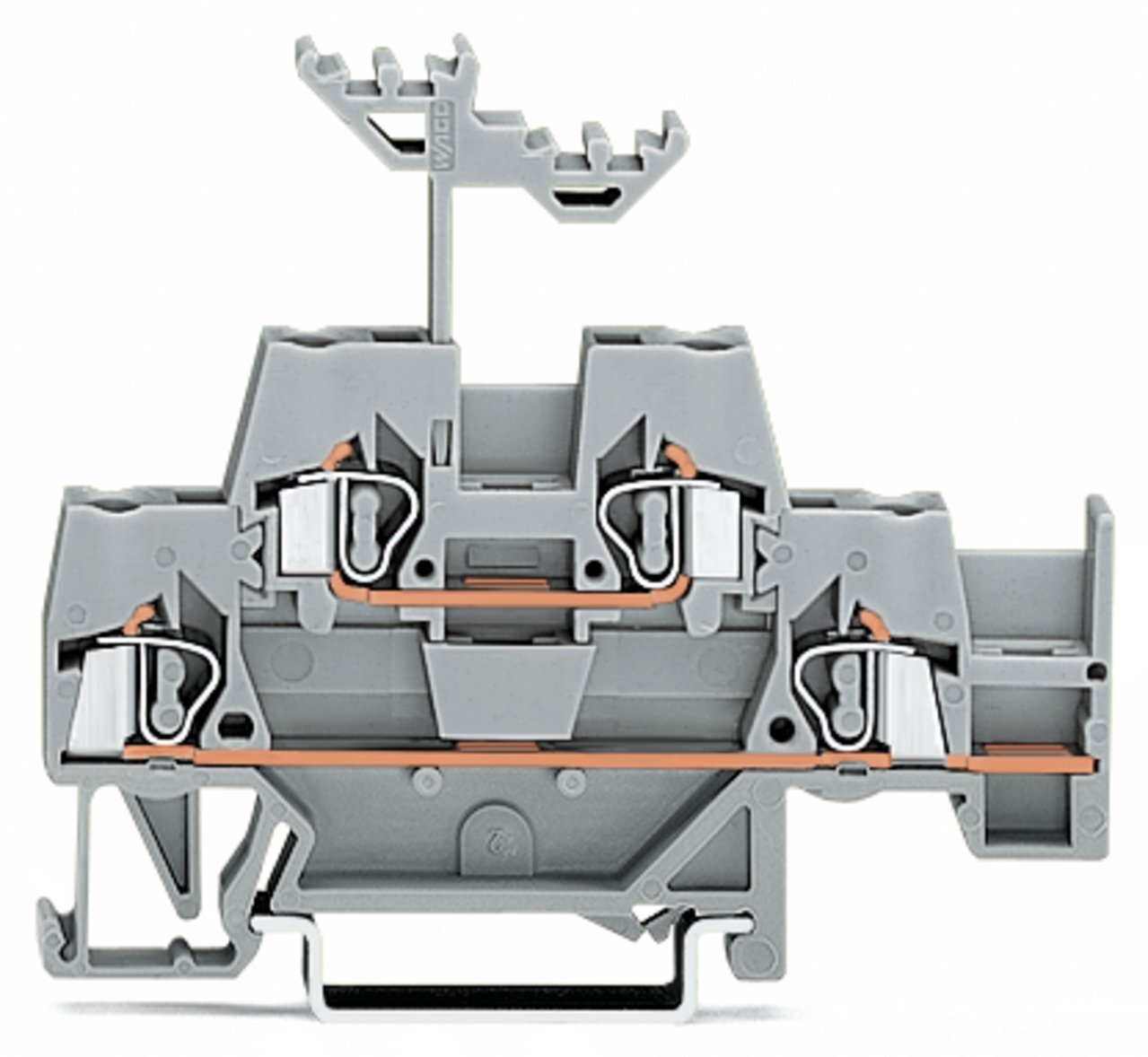 Double-deck terminal block; Through/through terminal block; with additional jumper position on lower level; for DIN-rail 35 x 15 and 35 x 7.5; 2.5 mm; CAGE CLAMP; 2,50 mm; gray/gray