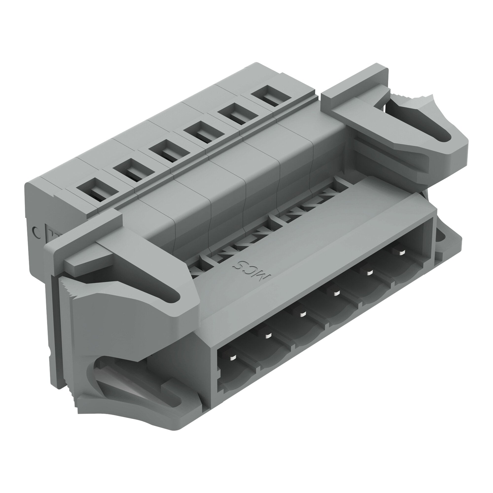 1-conductor male connector; CAGE CLAMP; 2.5 mm; Pin spacing 5 mm; 6-pole; Snap-in flange; 2,50 mm; gray