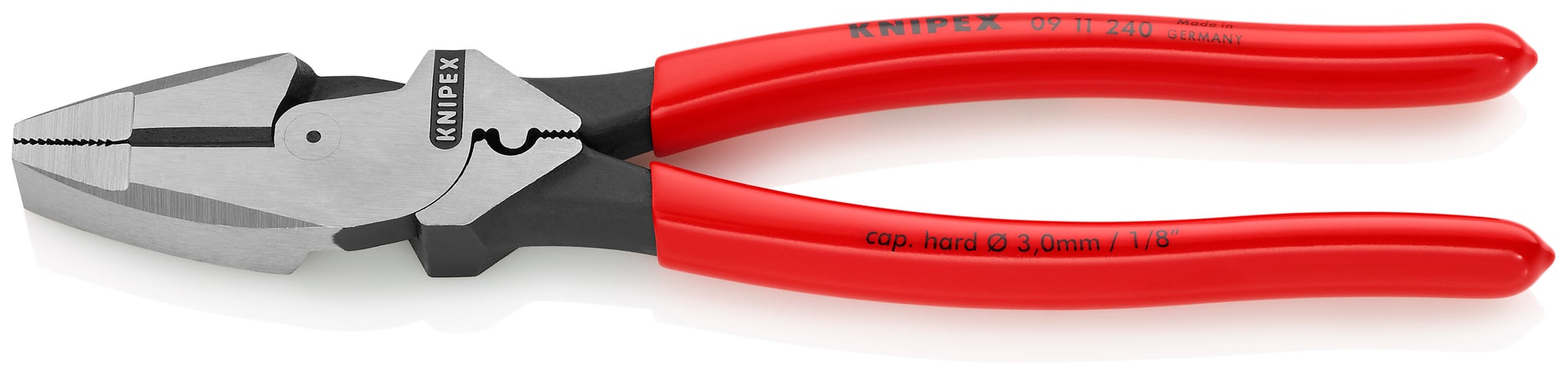 High Leverage Lineman&#x27;s Pliers New England with Fish Tape Puller &amp; Crimper, 9 1/2 in., Plastic Coating