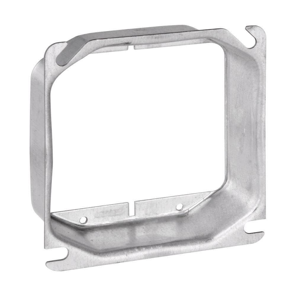 Eaton Crouse-Hinds series Tile Wall Square Cover, 4", Raised surface, two device, Steel, 2" raised , 20.8 cubic inch capacity