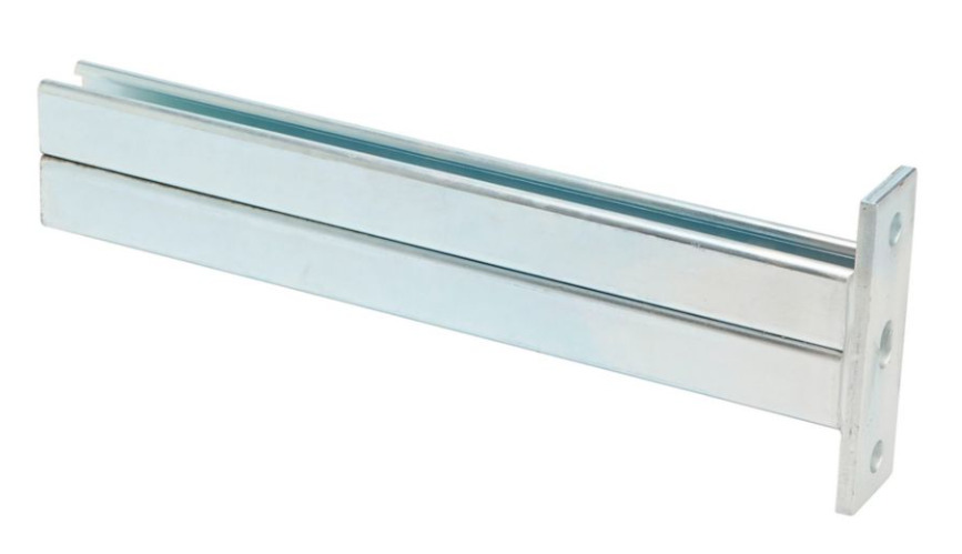 B297-18HDG Cantilever Double Channel Bracket, 2 Holes, 18 in L x 2 in W x 3/8 in THK, Steel