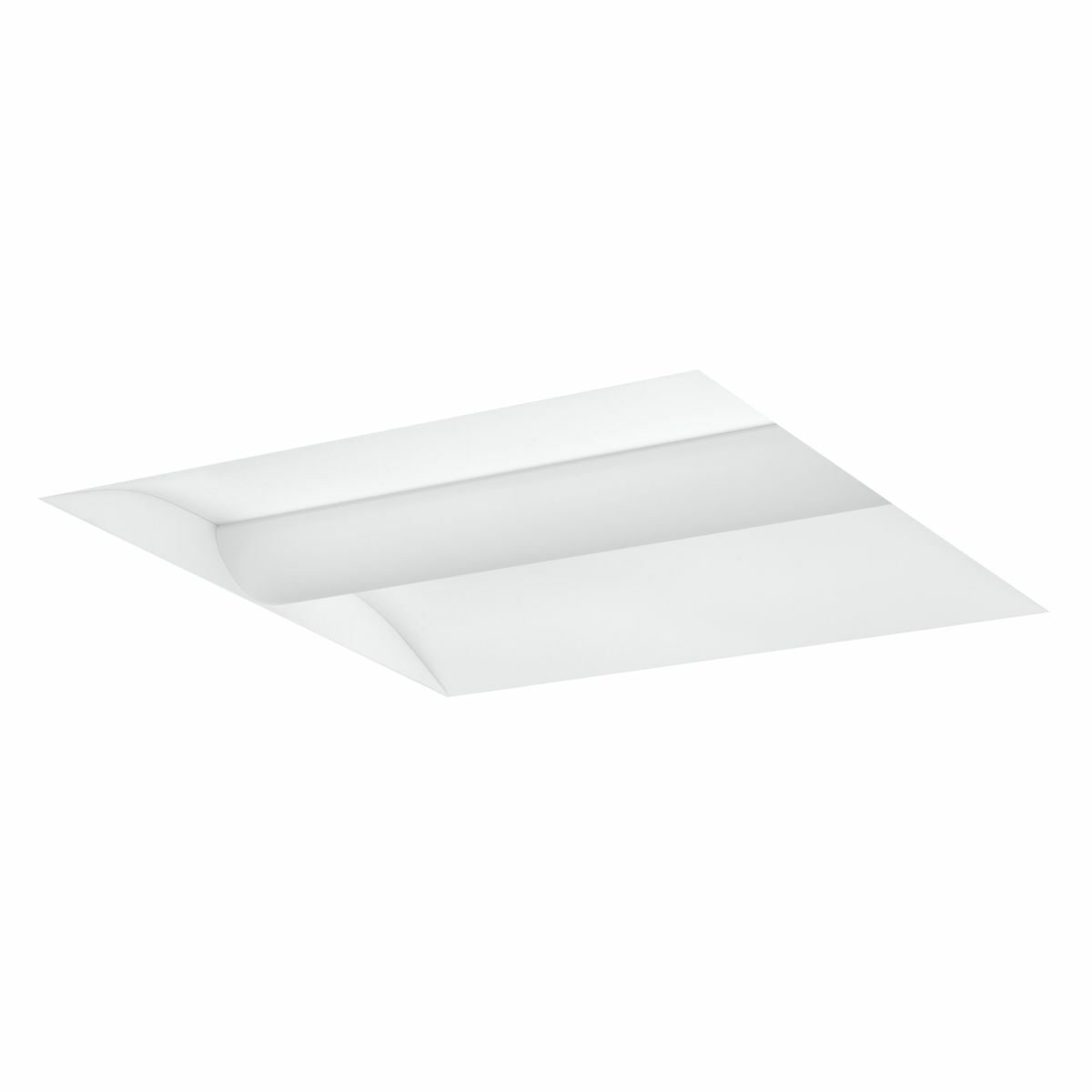LCAT architectural LED troffer with a curved center lens, 2x2, Color Temperature: 3500 K, Lumen Output Category: low watt light output 2770 lmsWattage: 22 W, Mounting Type: Recessed, Driver type: 0-10V dimming, Voltage Rating: 120-277 VAC.