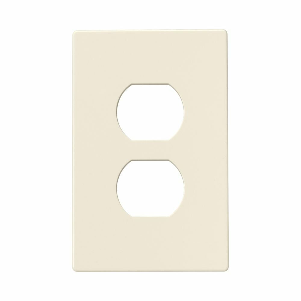 Eaton Screwless wallplate, Screwless, Lt. Almond, Duplex receptacle Cutout, Polycarbonate, Single- gang, Mid-size
