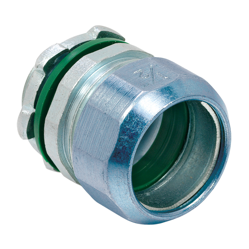 Raintight Connector, Compression, Steel, Size 1/2 Inch