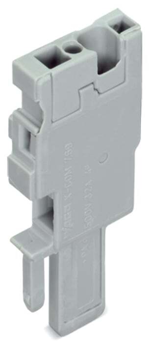 Start module for 1-conductor female connector; CAGE CLAMP; 4 mm; Pin spacing 5 mm; 1-pole; coding finger; with integrated end plate; 4,00 mm; gray