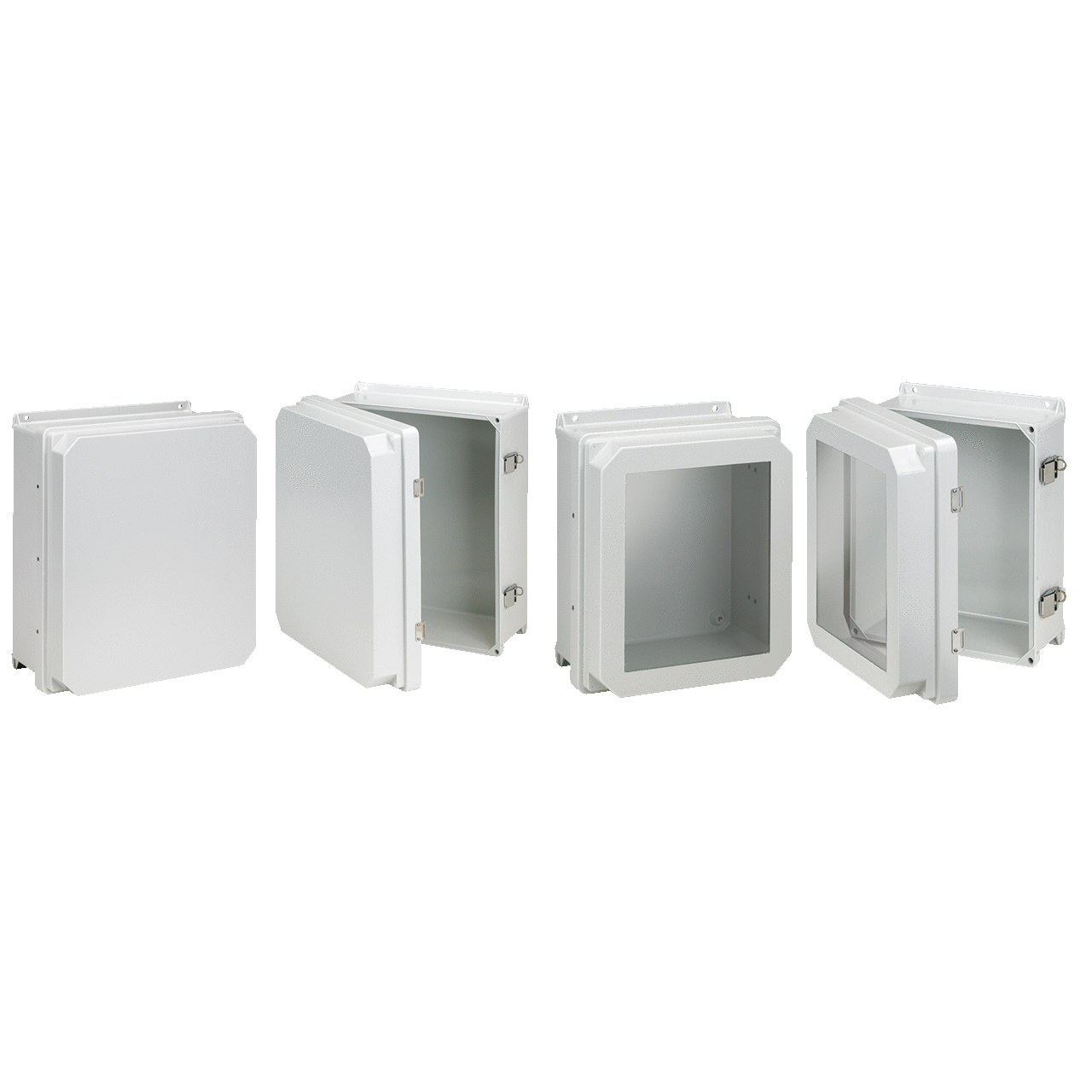 Raised Cover with Latches Type 4X, 13.62x11.62x7.24, Lt Gray, Fiberglass