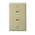 Standard Telephone Wall Jack, 6P4C x 6P4C, Screw Terminals, Ivory