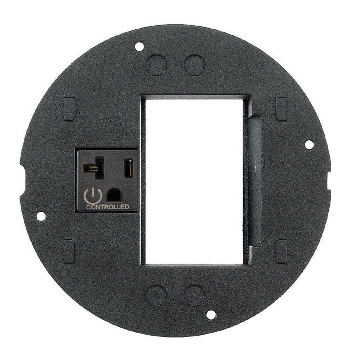 In-Floor Delivery Systems, SystemOne, Sub-Plate, 3-Unit Hubbell iSTATION Opening, Controlled Single 20A, 125V Receptacle, Black
