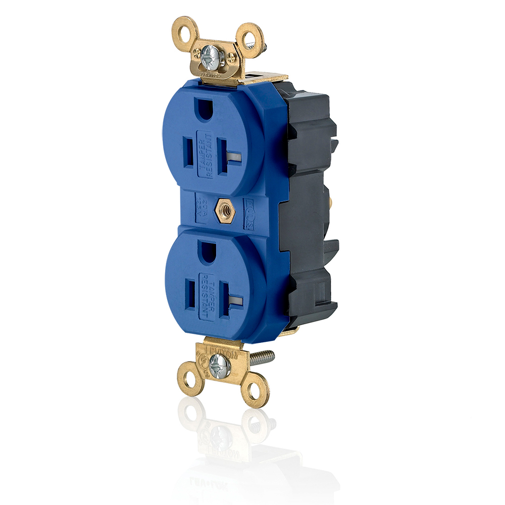20 Amp, 125 Volt, Modular Duplex Receptacle, Tamper Resistant, Industrial Spec Grade, Self Grounding, Brown