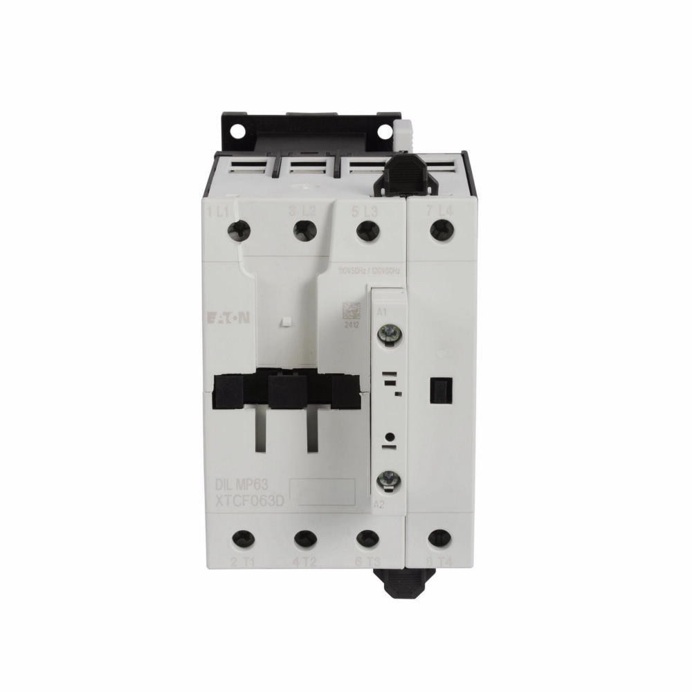 Eaton XT IEC contactor, 63A, 415 Vac, 50 Hz,  480 Vac, 60 Hz, 0NO-0NC, 63A, Frame D, 55 mm, 50-60 Hz, 10,  15,  30,  40 hp (3PH @200, 230, 460, 575 V), Four-pole, Non-reversing, , Screw terminals, FVNR
