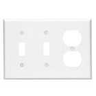 Combination Device 2 Toggle/1 Duplex outlet opening 3-Gang Midway Size Wallplate, White
