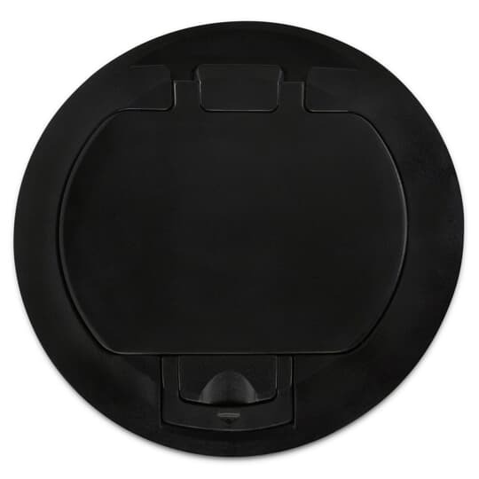 Poke-Through Cover, 8 Inch Diameter, Aluminum with Black Powder Finish