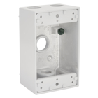 1G WP BOX (4) 1/2 IN. OUTLETS WHITE CARDED