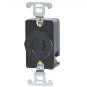 20-Amp, 250 Volt, 2-Pole, 2-Wire, Single Receptacle, Black