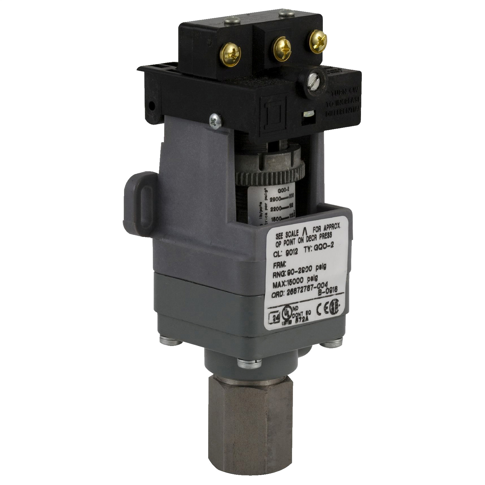 pressure switch 9012G - fixed scale - 1 threshold - 170 to 5600 psig