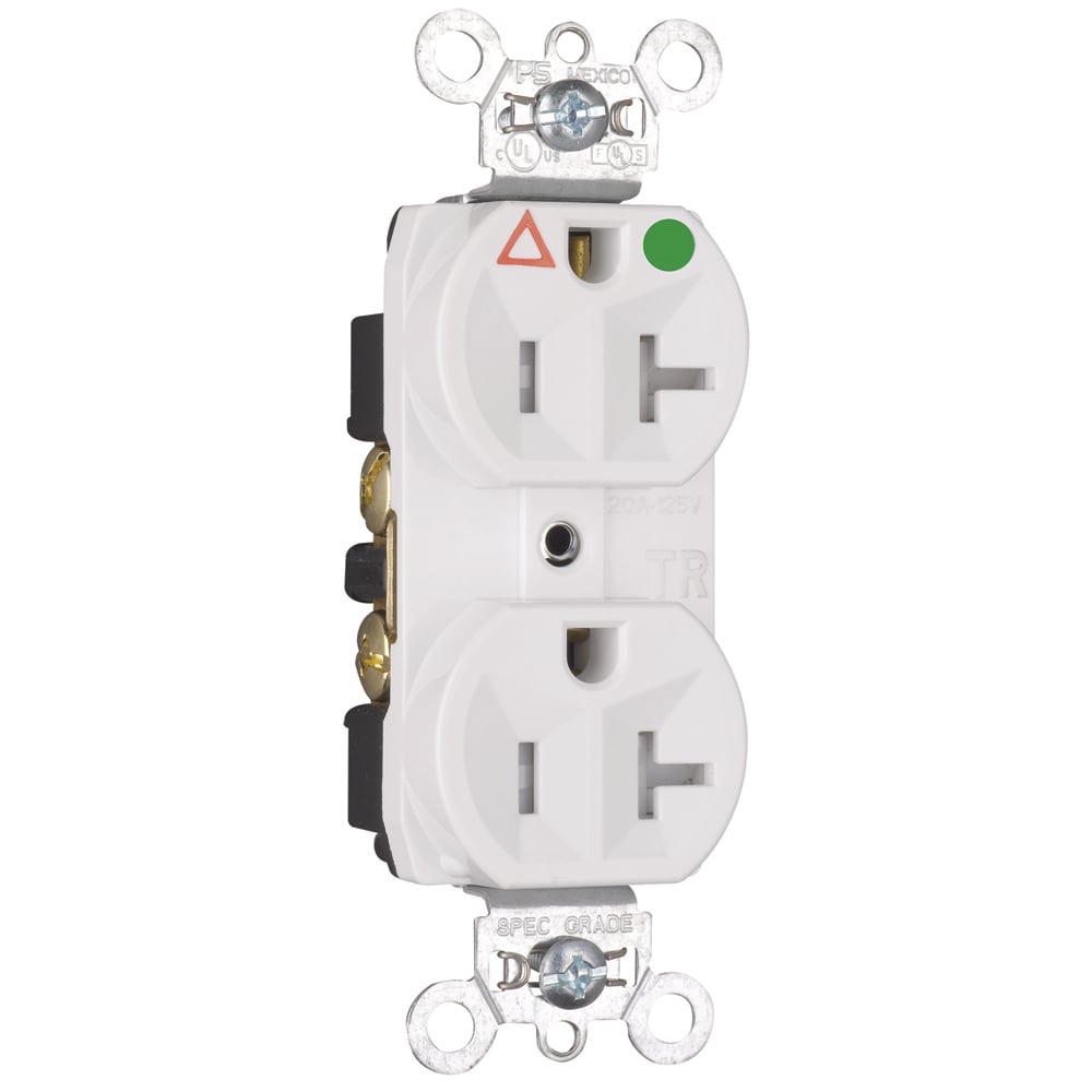 20A 125V Tamper-Resistant Isolated Ground Hospital Grade Receptacles, White