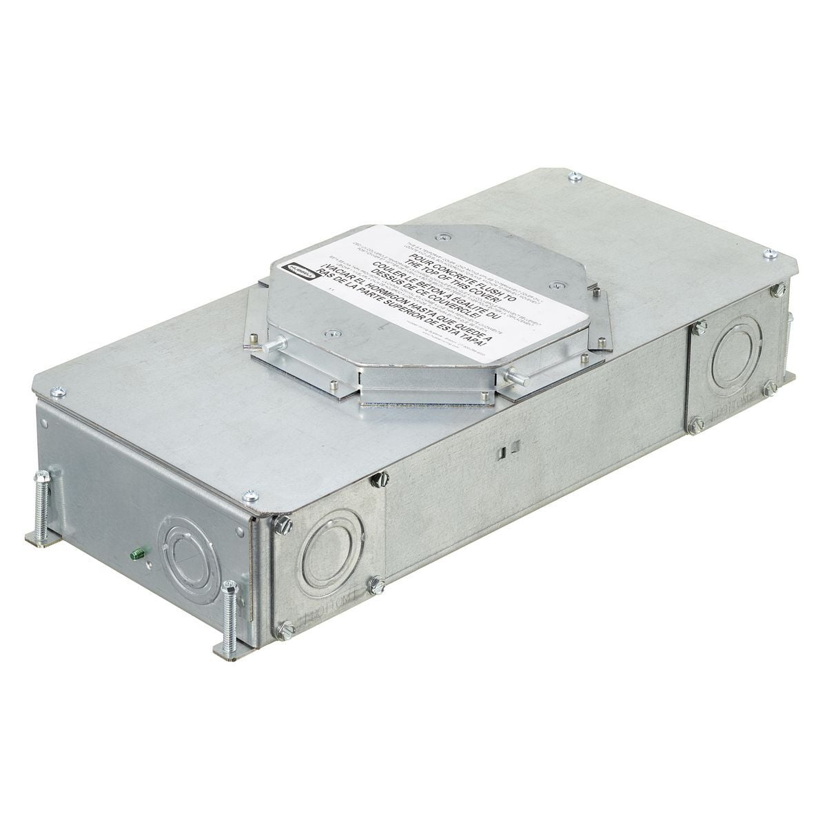 SystemOne ETERNAL Series Concrete Floorboxes, Galvanized Stamped Steel Box, Recessed, 2-Gang CFB E-Series Box for Round Covers, 3.75" Minimum Depth of Pour