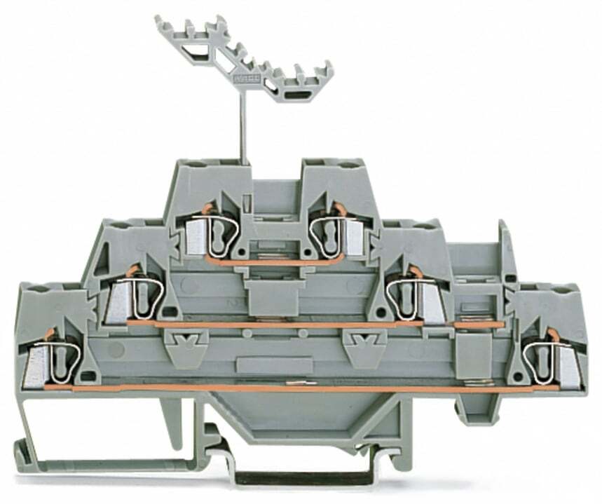 Triple-deck terminal block; Through/through/through terminal block; for DIN-rail 35 x 15 and 35 x 7.5; 2.5 mm; CAGE CLAMP; 2,50 mm; gray/gray/gray