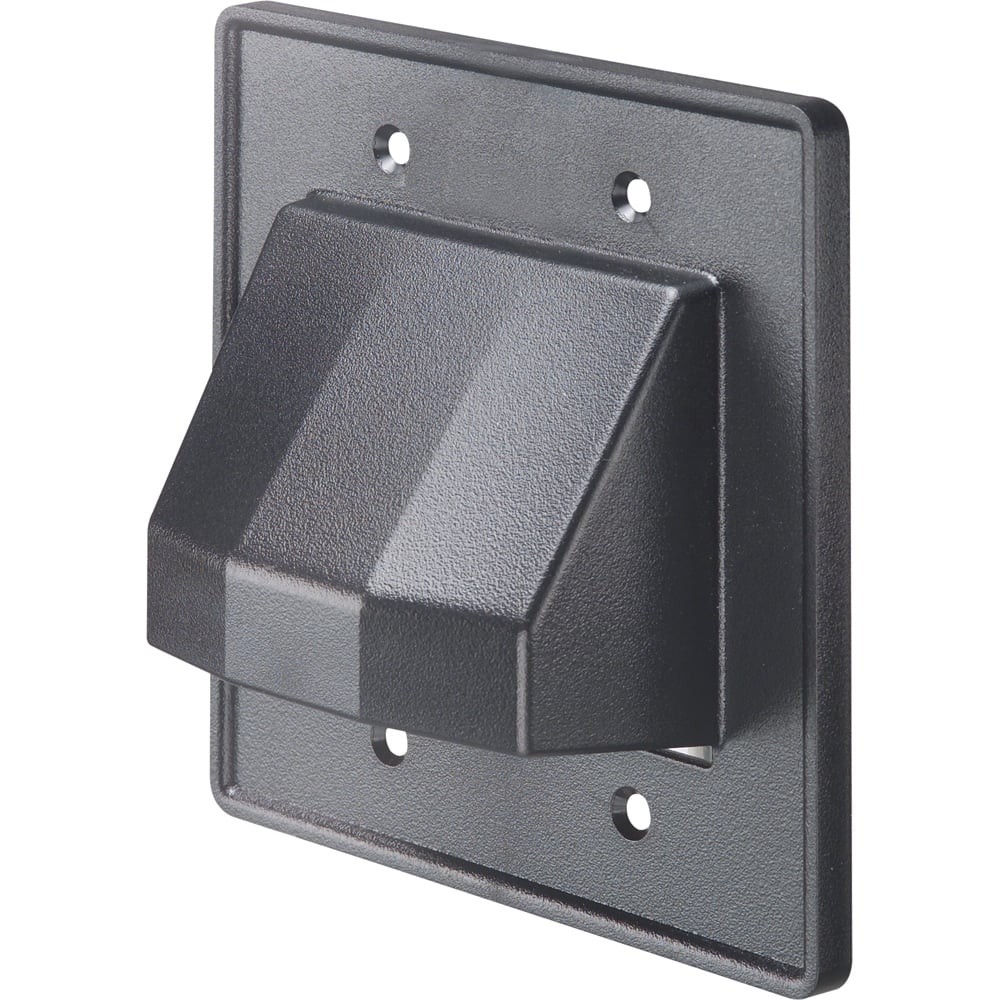 Reversible non metallic cable entrance plate for existing cables. Two gang. Includes screws that match plate color. Color Black.