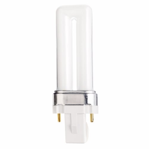 Compact Fluorescent Single Twin 2 Pin Lamp, Designation: CFS5W/827, 5 WTT, T4 Shape, G23 G23 Base, 12000 HR, Lumens: 230 LM Initial, 2700 DEG K Color Temperature, Warm White 82 CRI, 4-3/16 IN Length