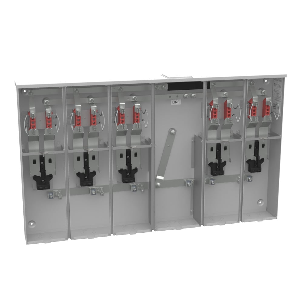 U5885-X 4 Term, Ringless, Large Closing Plate, 5 Position, 5-200 Amp, Main Breaker Provision, 22 kAIC