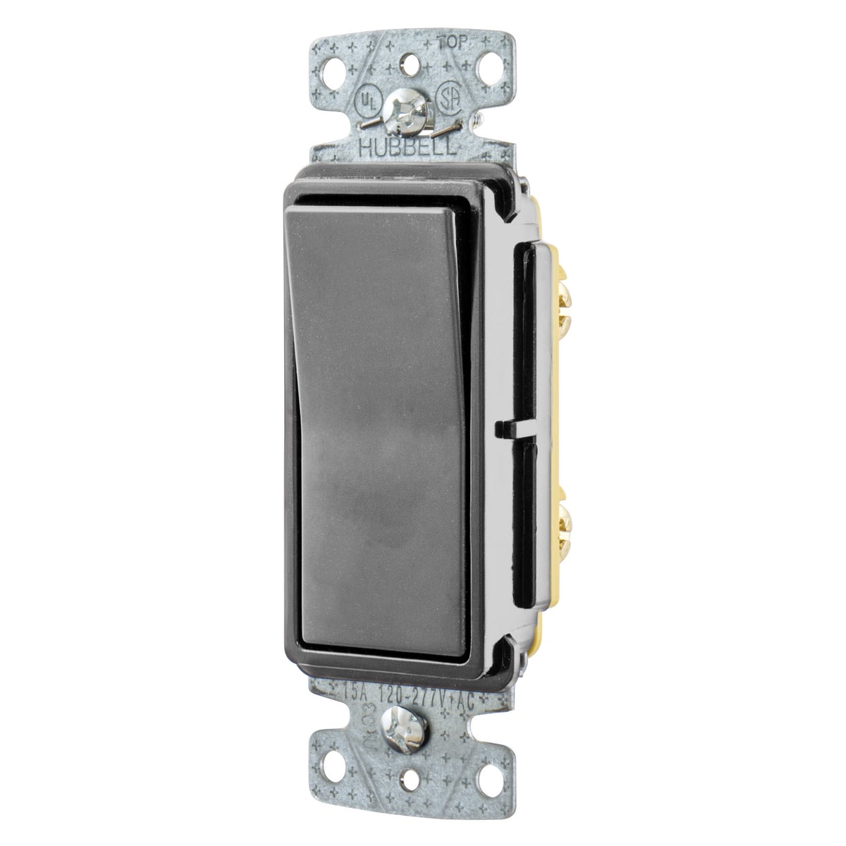 tradeSELECT Decorator Switch, Residential Grade, Rocker Switch, General Purpose AC, Single-Pole, 15A 120/277V AC, Push Back and Side Wired