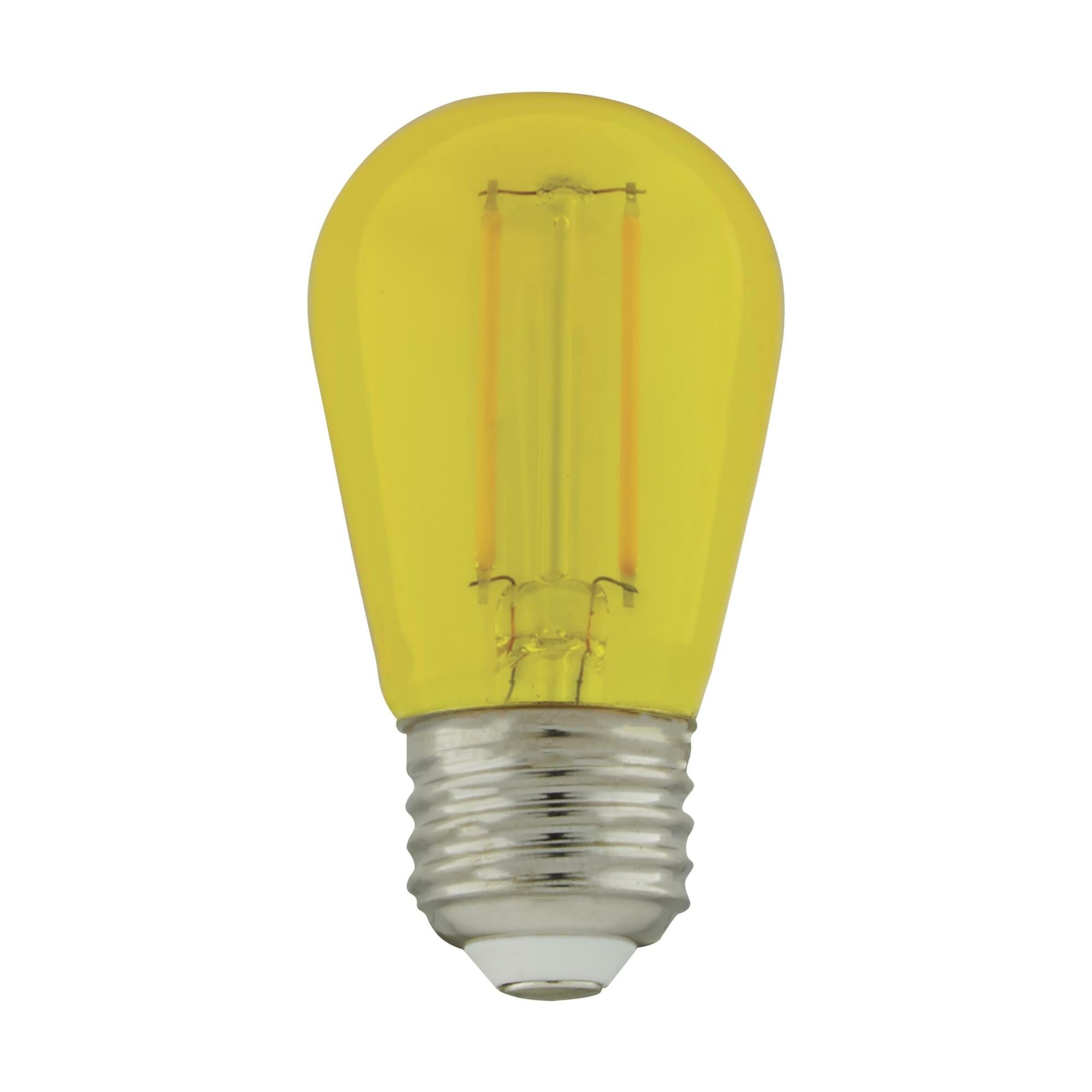 1 Watt - S14 LED Filament - Yellow Transparent Glass Bulb - E26 Base - 120 Volt - Non-Dimmable - Pack of 4