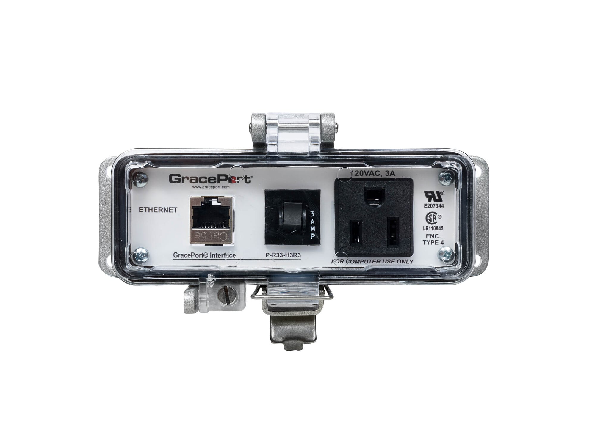 PANEL INTERFACE CONNECTOR WITH SHIELDED RJ45, PMH, UL TYP 4, SIMPLEX OUTLET, 3 AMP CB