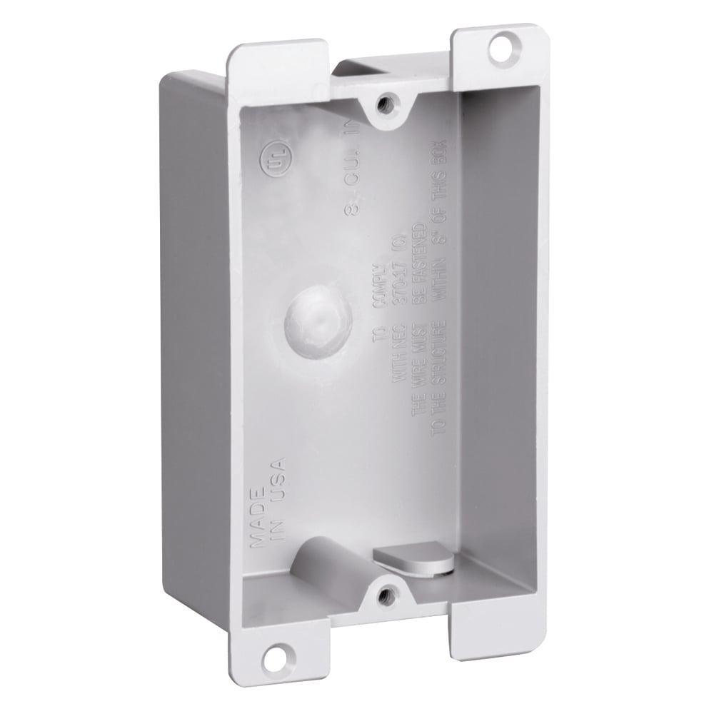 Single Gang, Shallow Switch and Outlet Box. Old work flange box for retrofit applications. 20 pack.