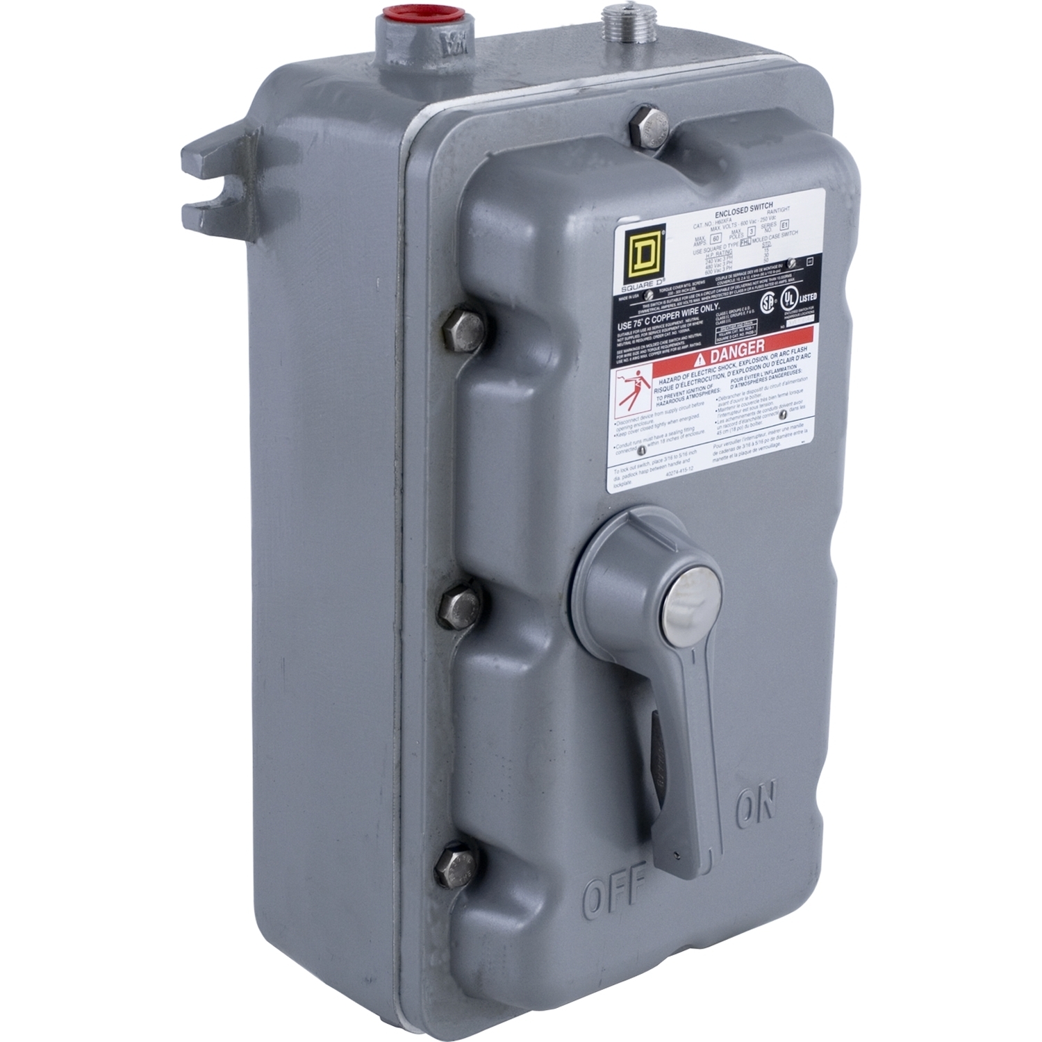 Safety switch, heavy duty, molded case, 225A, 3 pole, 150hp, 600VAC/250VDC, NEMA 7/9