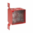 Eaton Crouse-Hinds series Square Outlet Box, (4) 1/2", (1) 3/4" C, 4", S, Red, Conduit (no clamps), Welded, 3-1/2", Steel, (12) 1/2", (1) 3/4" C, 46.0 cubic inch capacity