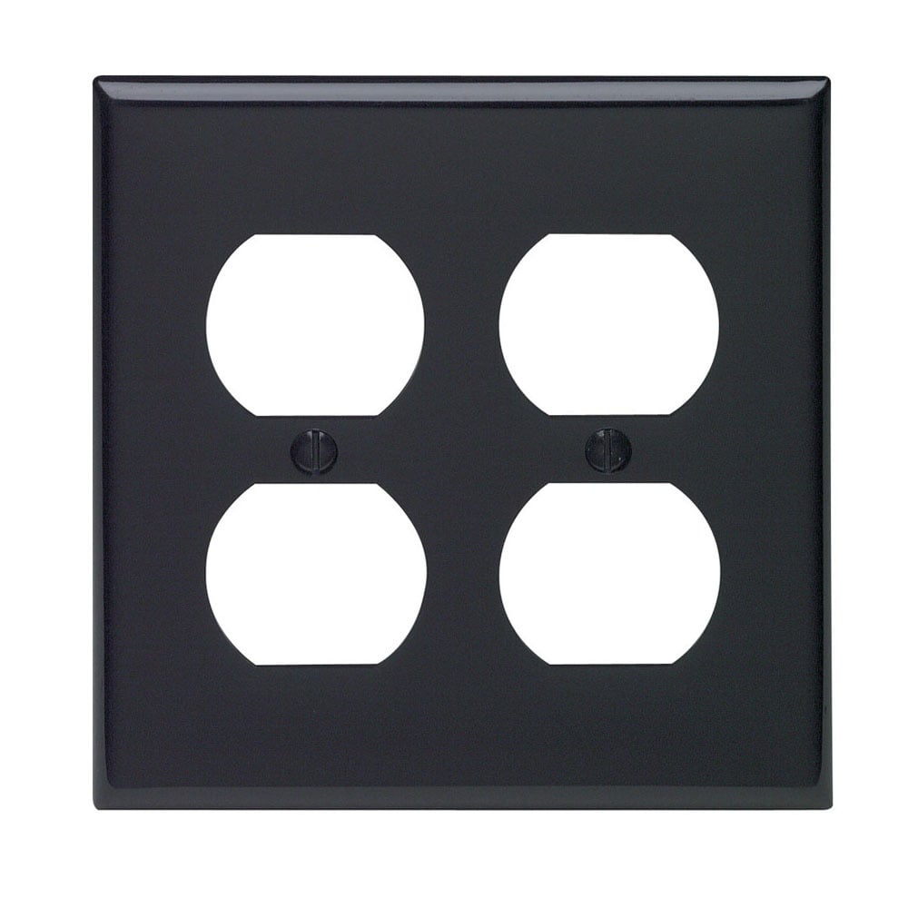 2-Gang, 2-Duplex, Receptacle Wallplate, Standard Size, Thermoplastic Nylon, Device Mount, Ebony